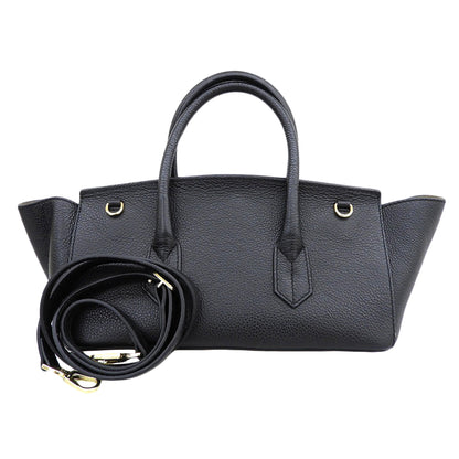 CHRISTIAN VILLA クリスチャンヴィラ 美品 レザー 2WAY ワイドハンドバッグ ショルダーバッグ レディース ブラック ハンドバッグ