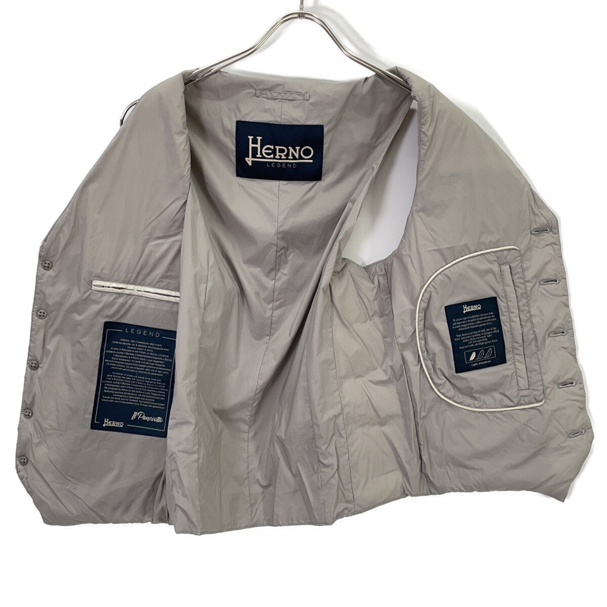 HERNO ヘルノ Pl002ULE-19288-1800 アイスグレー インナー ダウン ジレ ベスト