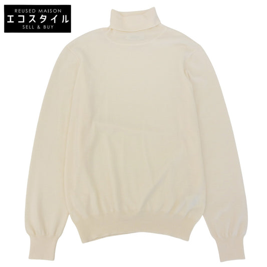 High Neck Sweater Top for Men, Ivory, Size 48, M02214290551570219