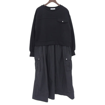 Excellent condition Black Mixed Material Docking Dress Women's One-Piece ― Women's