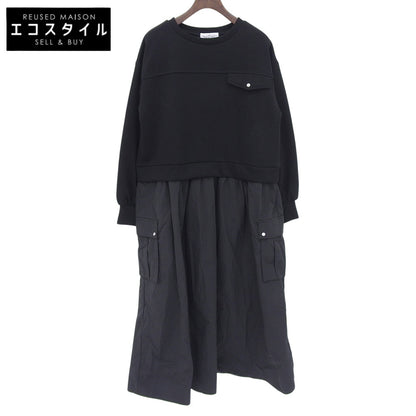 Excellent condition Black Mixed Material Docking Dress Women's One-Piece ― Women's