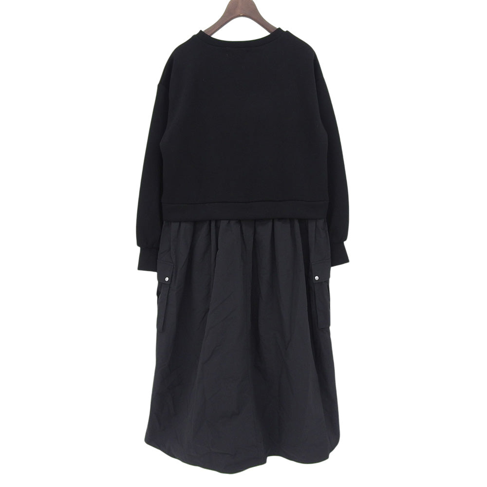Excellent condition Black Mixed Material Docking Dress Women's One-Piece ― Women's