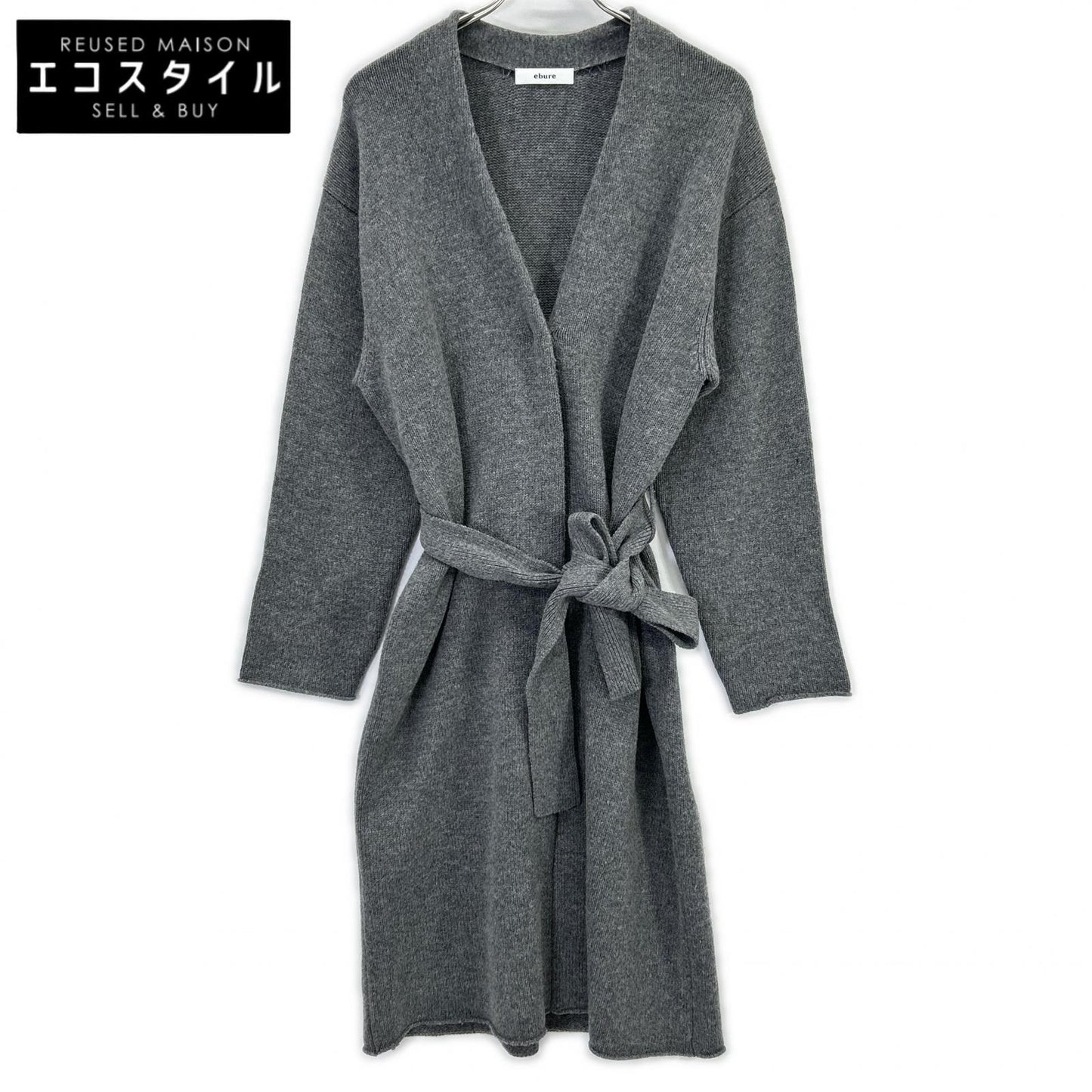 ebure Gray Wool x Cashmere Long Cardigan Top