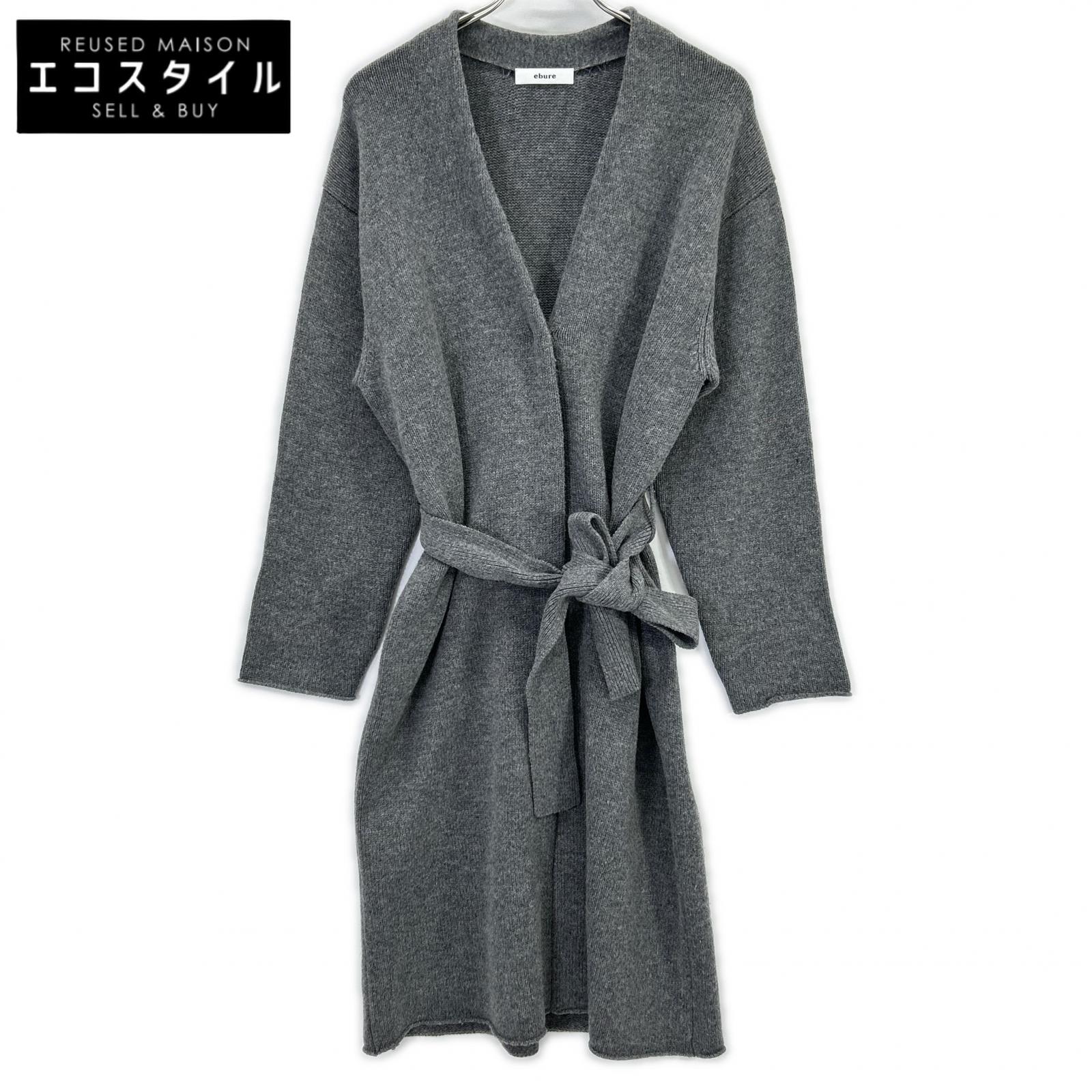 ebure Gray Wool x Cashmere Long Cardigan Top