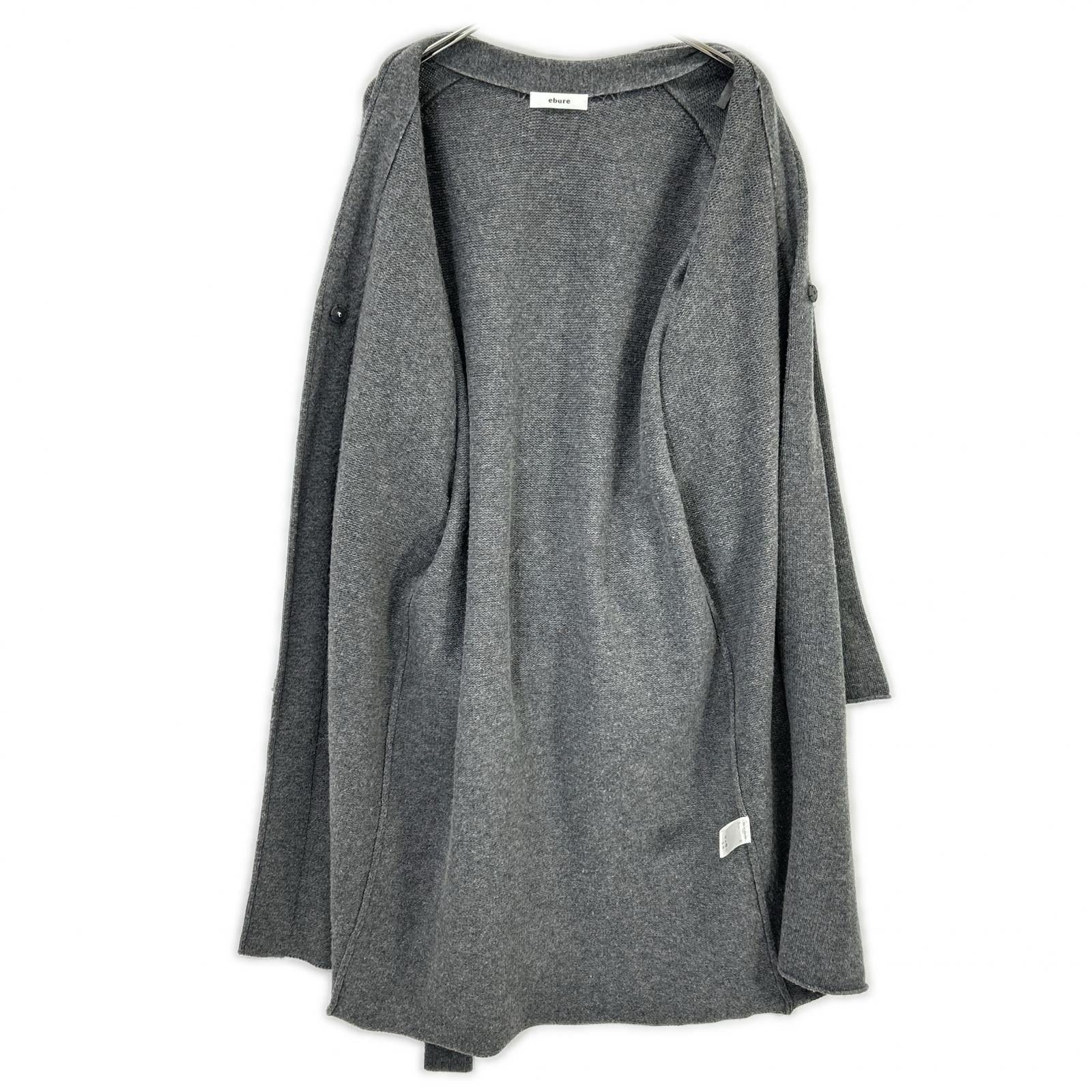 ebure Gray Wool x Cashmere Long Cardigan Top