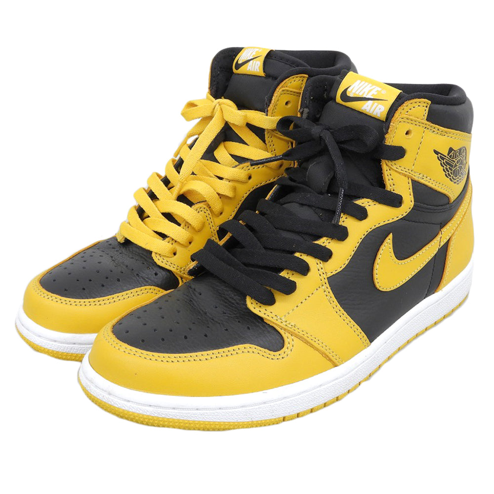 NIKE ナイキ AIR JORDAN 1 RETRO HIGH OG レザー シューズ メンズ イエロー ブラック 27.0cm 555088-701 シューズ 9(US)