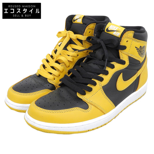 NIKE ナイキ AIR JORDAN 1 RETRO HIGH OG レザー シューズ メンズ イエロー ブラック 27.0cm 555088-701 シューズ 9(US)