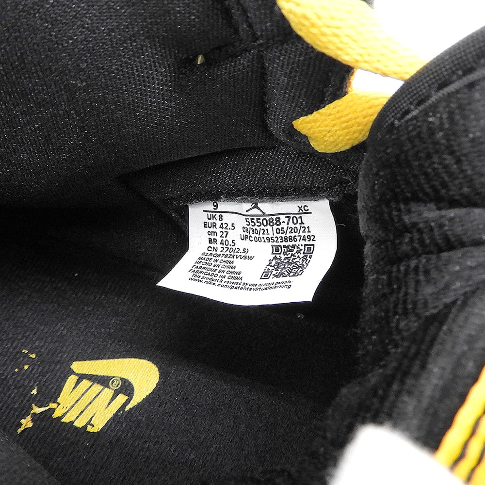 NIKE ナイキ AIR JORDAN 1 RETRO HIGH OG レザー シューズ メンズ イエロー ブラック 27.0cm 555088-701 シューズ 9(US)