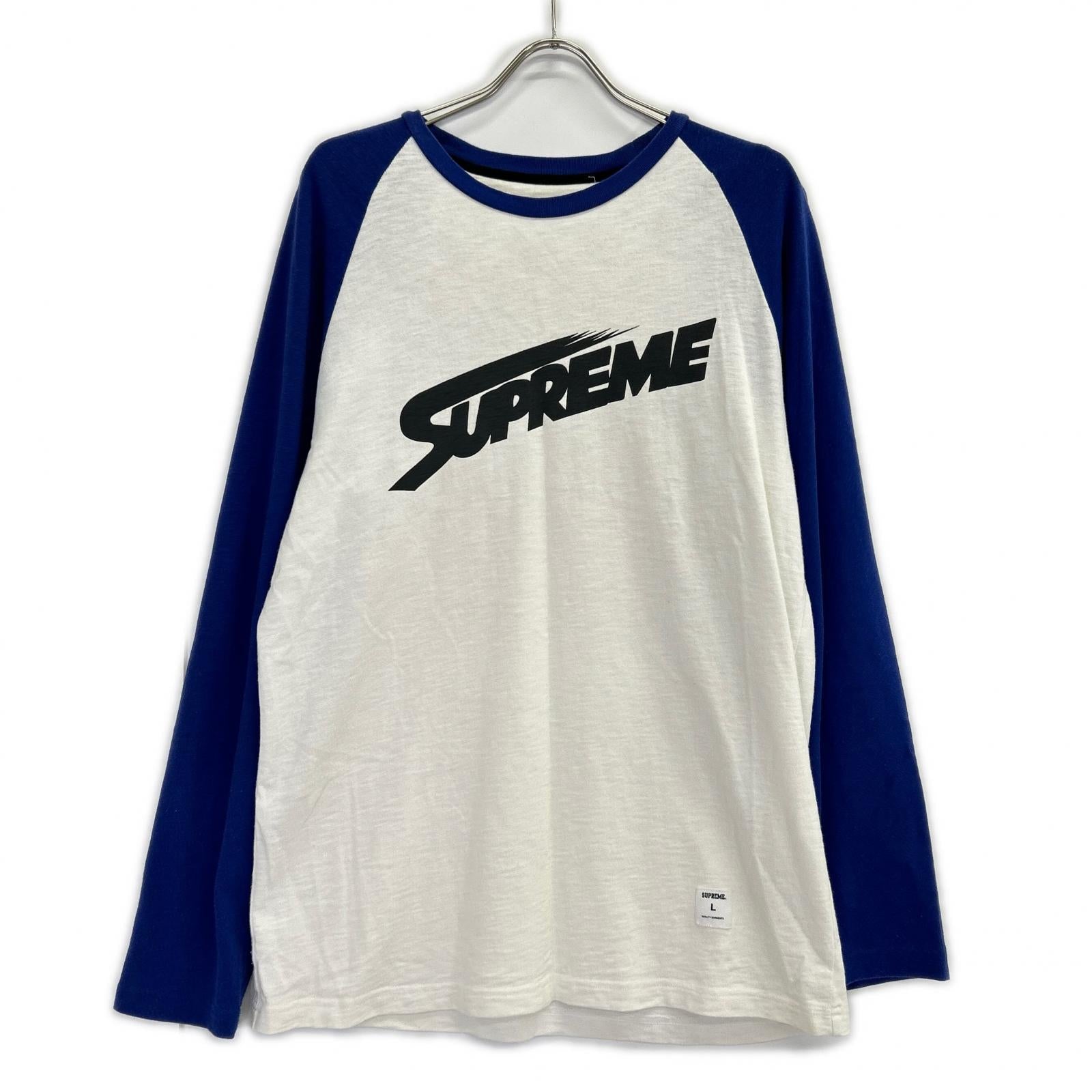 Supreme シュプリーム ブルー×ホワイト モンブランロゴ ラグラン ロングスリーブTシャツ トップス