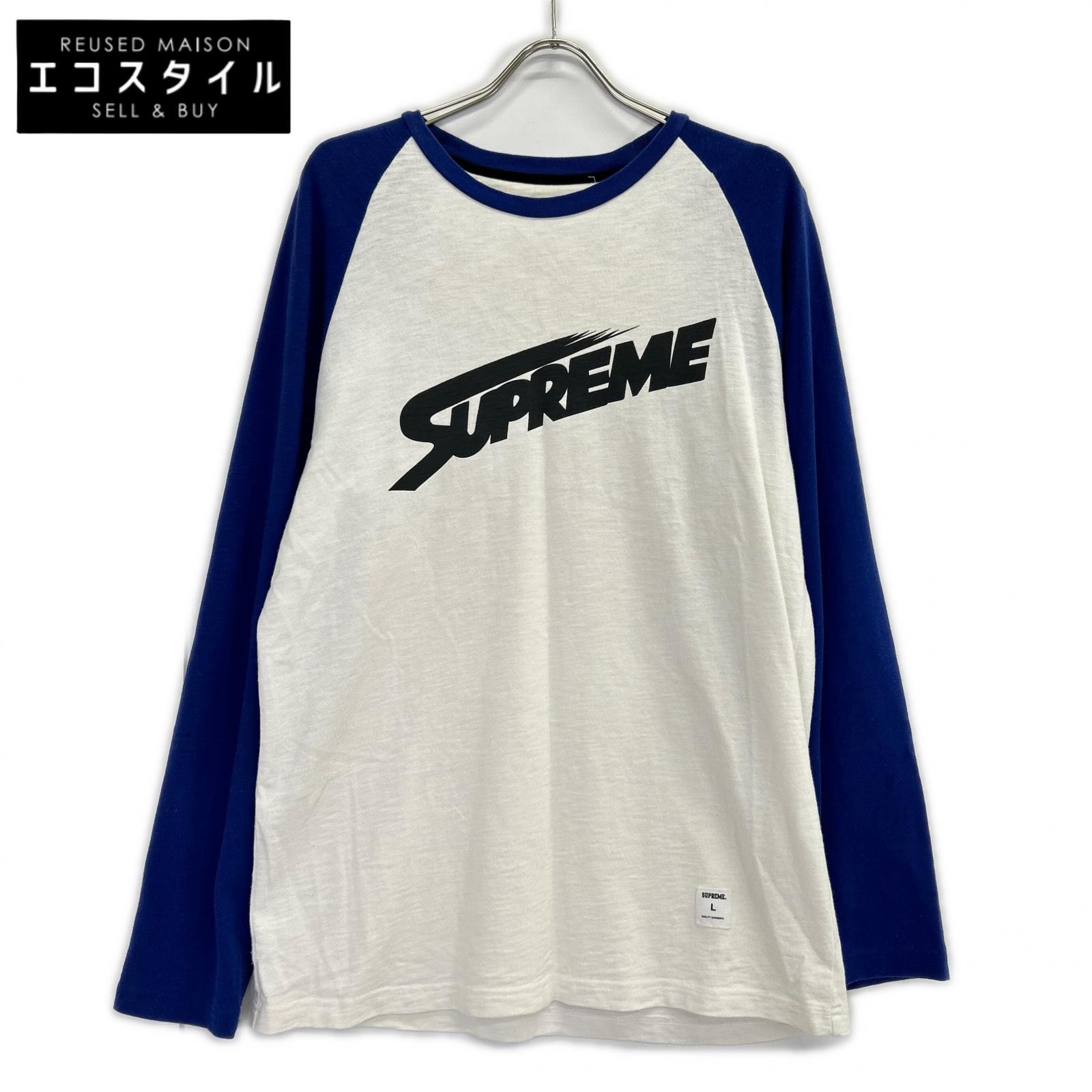 Supreme シュプリーム ブルー×ホワイト モンブランロゴ ラグラン ロングスリーブTシャツ トップス