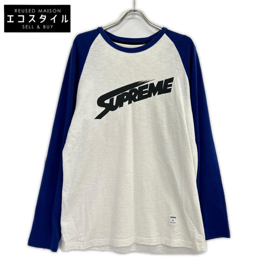 Supreme シュプリーム ブルー×ホワイト モンブランロゴ ラグラン ロングスリーブTシャツ トップス