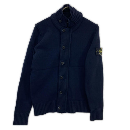 STONE ISLAND ストーンアイランド ネイビー ウール スタンドカラー カーディガン トップス