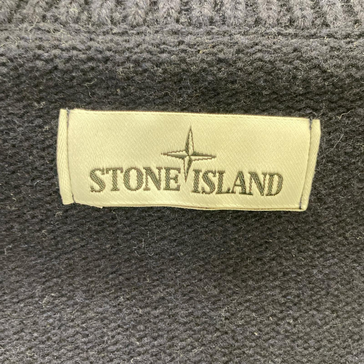 STONE ISLAND Navy Wool Stand-Collar Cardigan