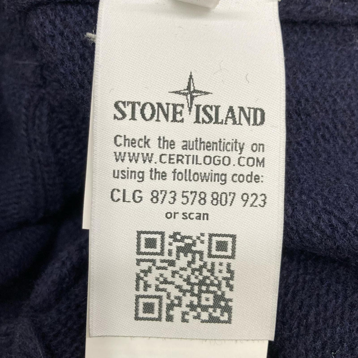 STONE ISLAND Navy Wool Stand-Collar Cardigan