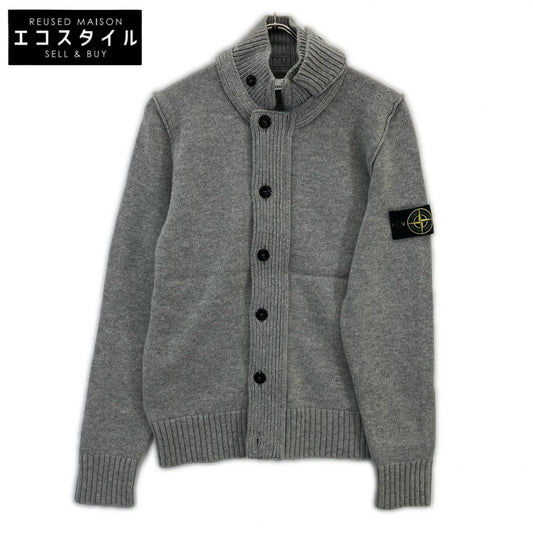 STONE ISLAND ストーンアイランド グレー ウール スタンドカラー カーディガン トップス