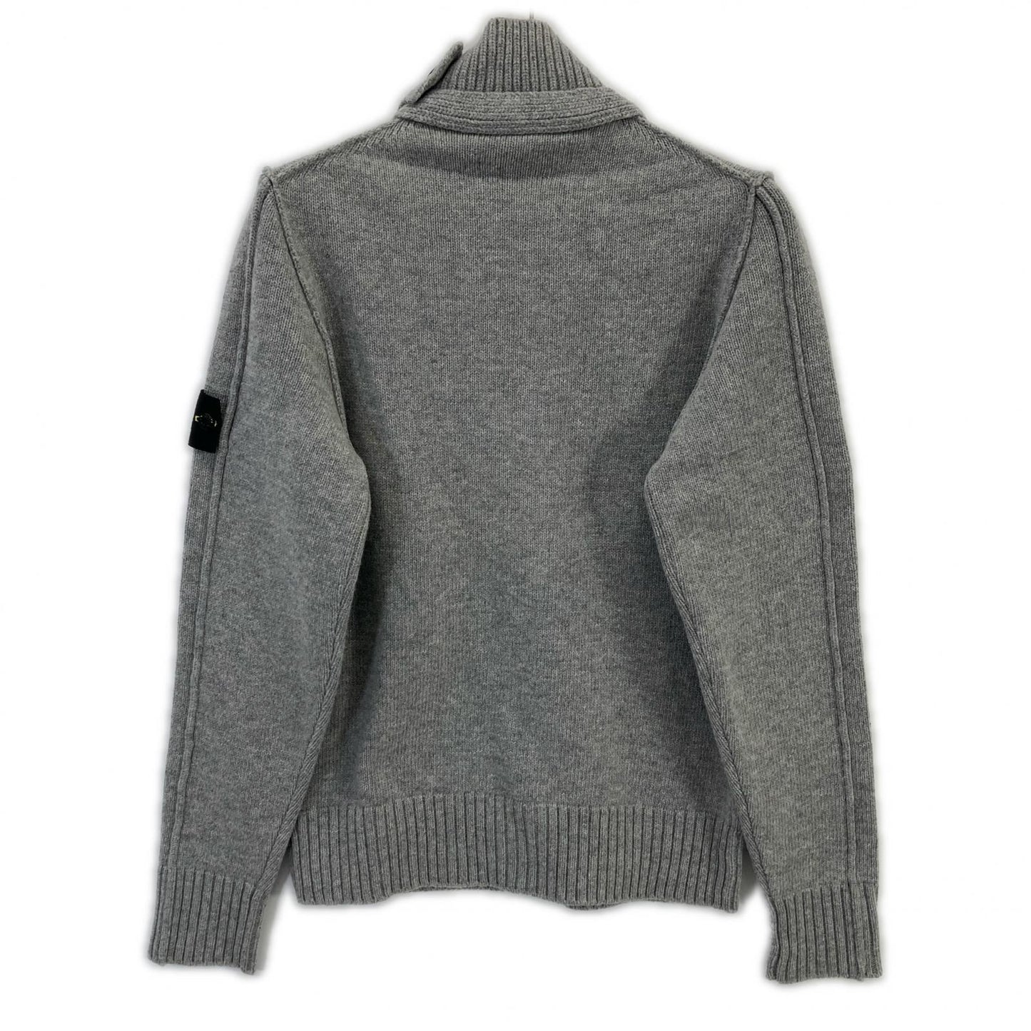 STONE ISLAND Gray Wool Stand Collar Cardigan Top M