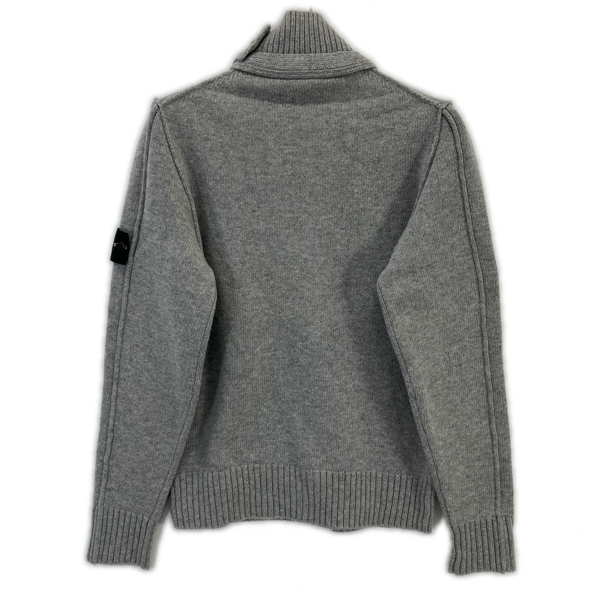STONE ISLAND Gray Wool Stand-Collar Cardigan