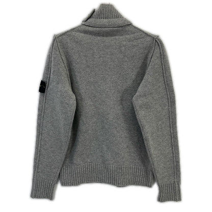 STONE ISLAND Gray Wool Stand-Collar Cardigan