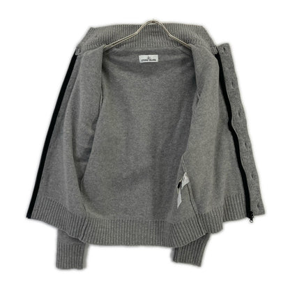 STONE ISLAND Gray Wool Stand-Collar Cardigan