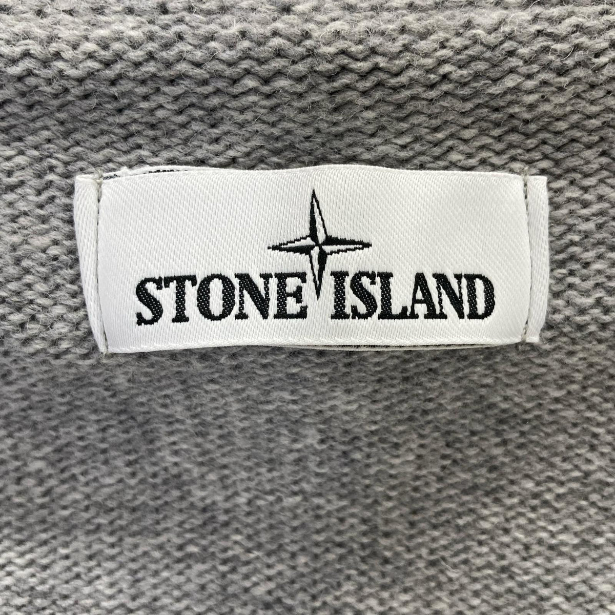 STONE ISLAND Gray Wool Stand-Collar Cardigan