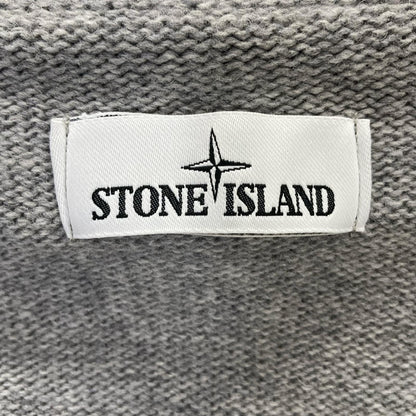 STONE ISLAND Gray Wool Stand-Collar Cardigan