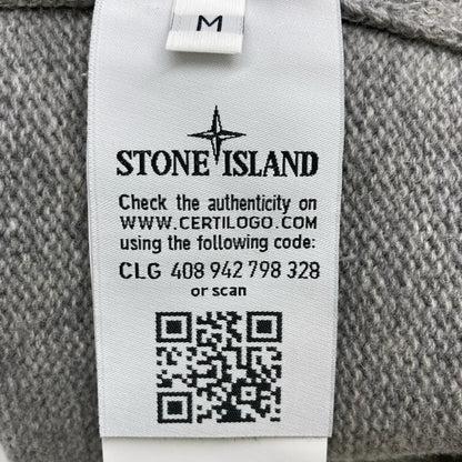 STONE ISLAND Gray Wool Stand Collar Cardigan Top M