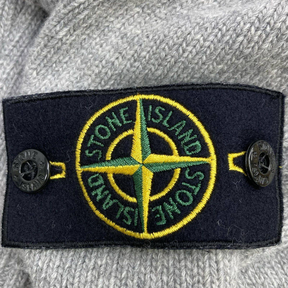 STONE ISLAND Gray Wool Stand-Collar Cardigan