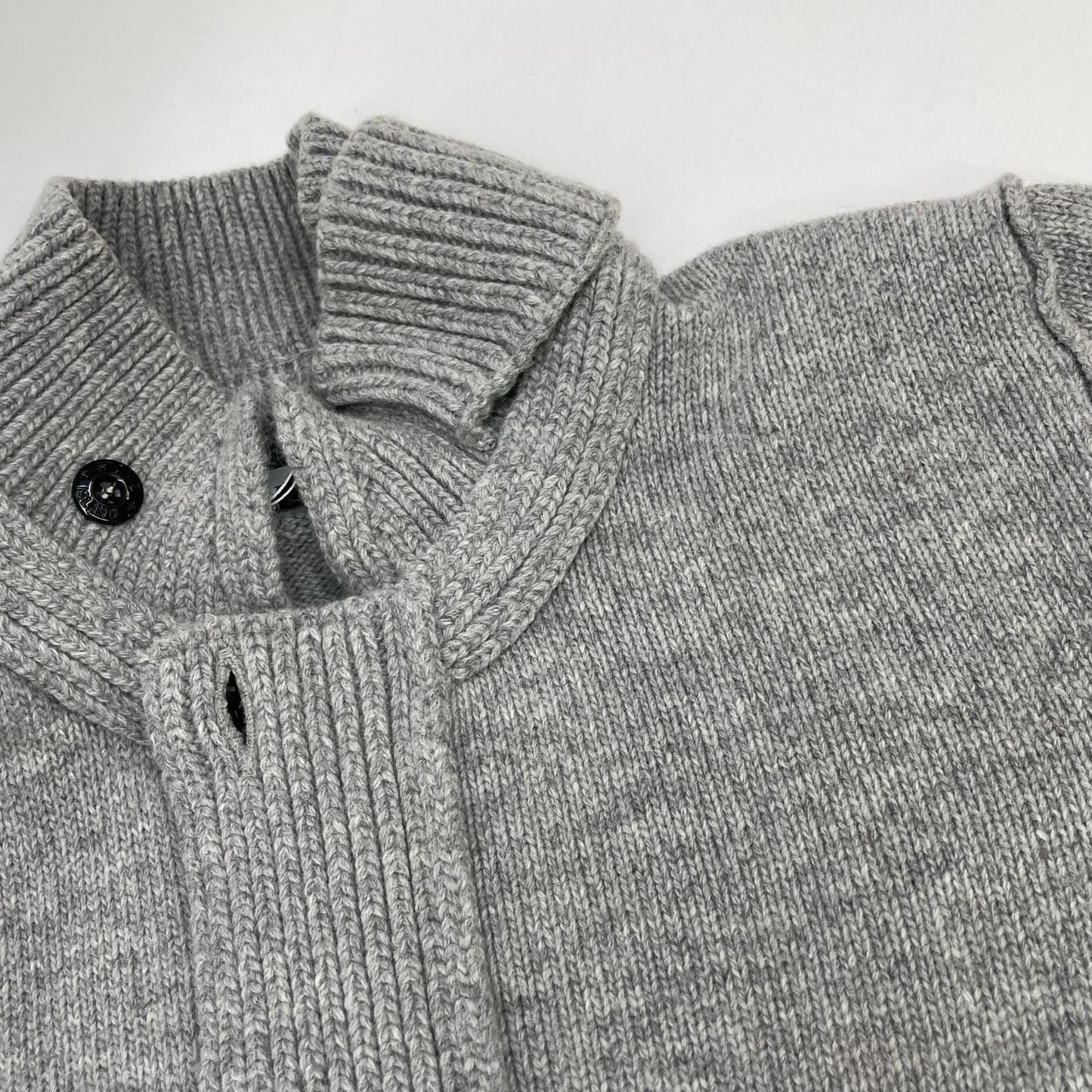 STONE ISLAND Gray Wool Stand Collar Cardigan Top M