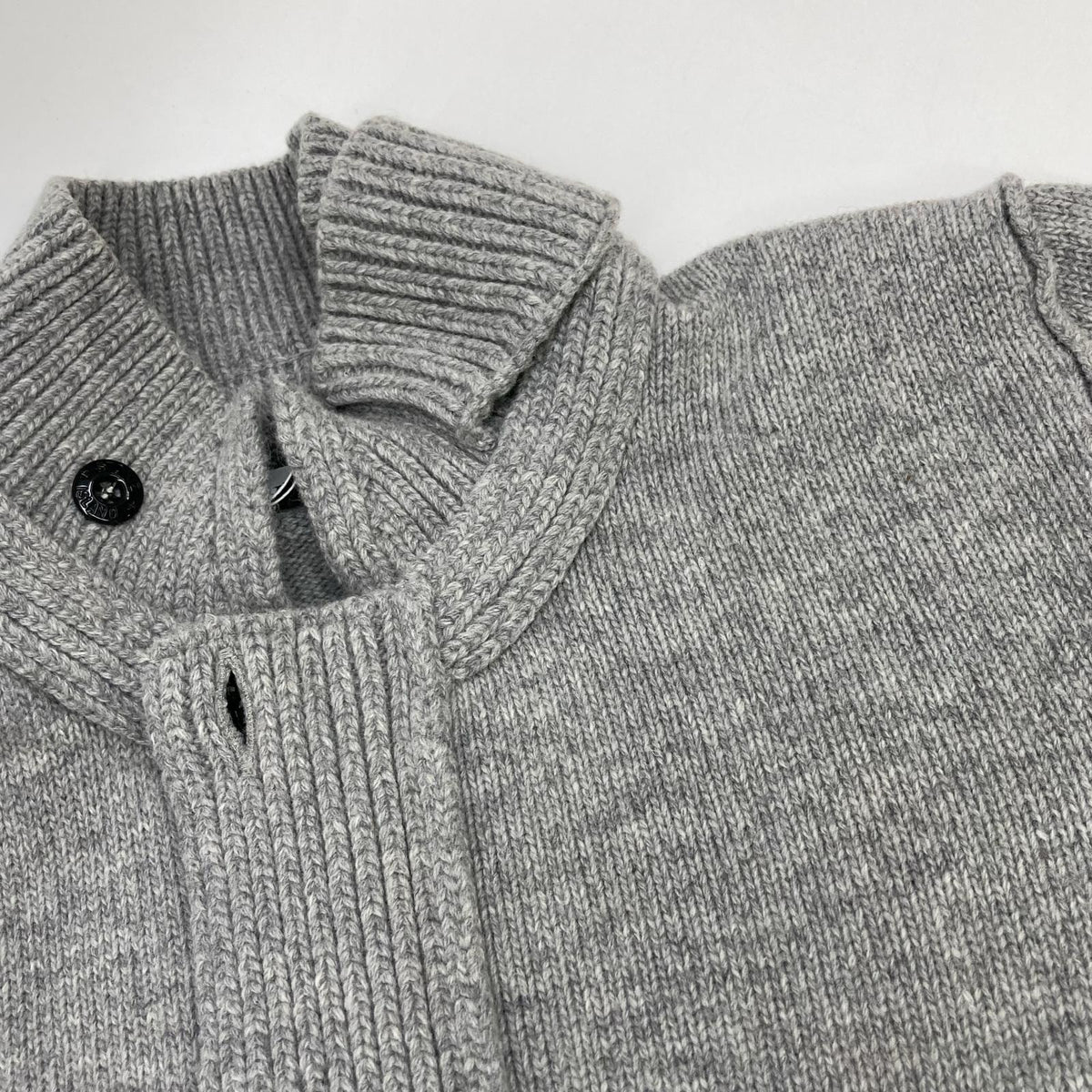 STONE ISLAND Gray Wool Stand-Collar Cardigan