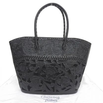 CARVING TRIBES カービングトライブス 美品 Shell レザー トートバッグ レディース ブラック トートバッグ