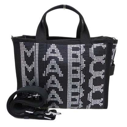MARC JACOBS マーク ジェイコブス モノグラム STUDDED ミディアム トートバッグ 2WAY ハンド ショルダー レディース ブラック×シルバー ハンドバッグ