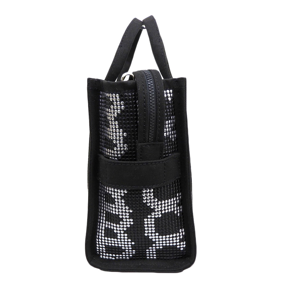 MARC JACOBS マーク ジェイコブス モノグラム STUDDED ミディアム トートバッグ 2WAY ハンド ショルダー レディース ブラック×シルバー ハンドバッグ