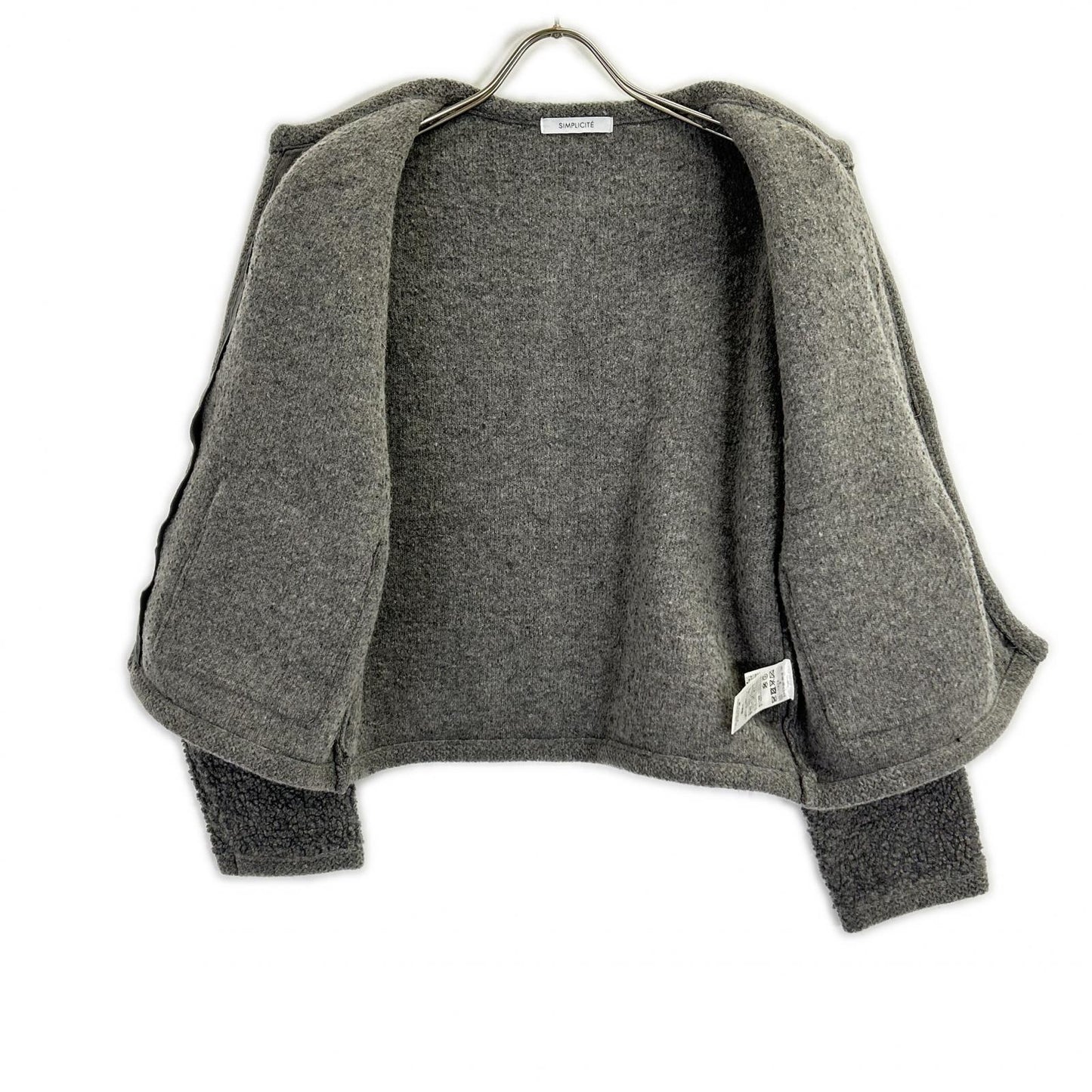 simplicite Simplicite 2025 Grey Wool x Nylon Boa Long Cardigan Top