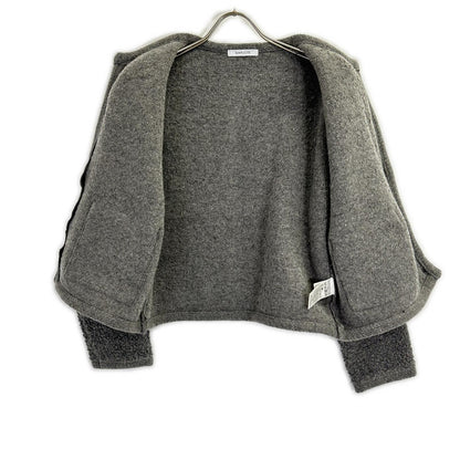 simplicite Simplicite 2025 Grey Wool x Nylon Boa Long Cardigan Top