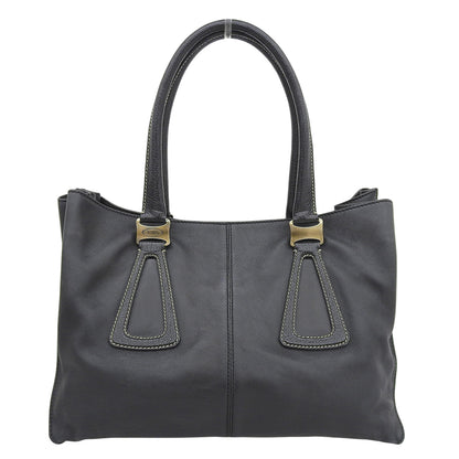 TOD'S トッズ レザー ロゴ刻印 Dスタイリング ハンドバッグ レディース ブラック ハンドバッグ