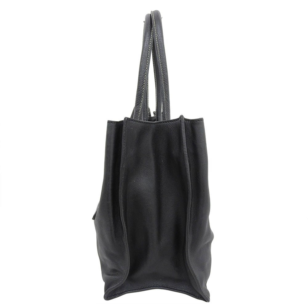 TOD'S トッズ レザー ロゴ刻印 Dスタイリング ハンドバッグ レディース ブラック ハンドバッグ