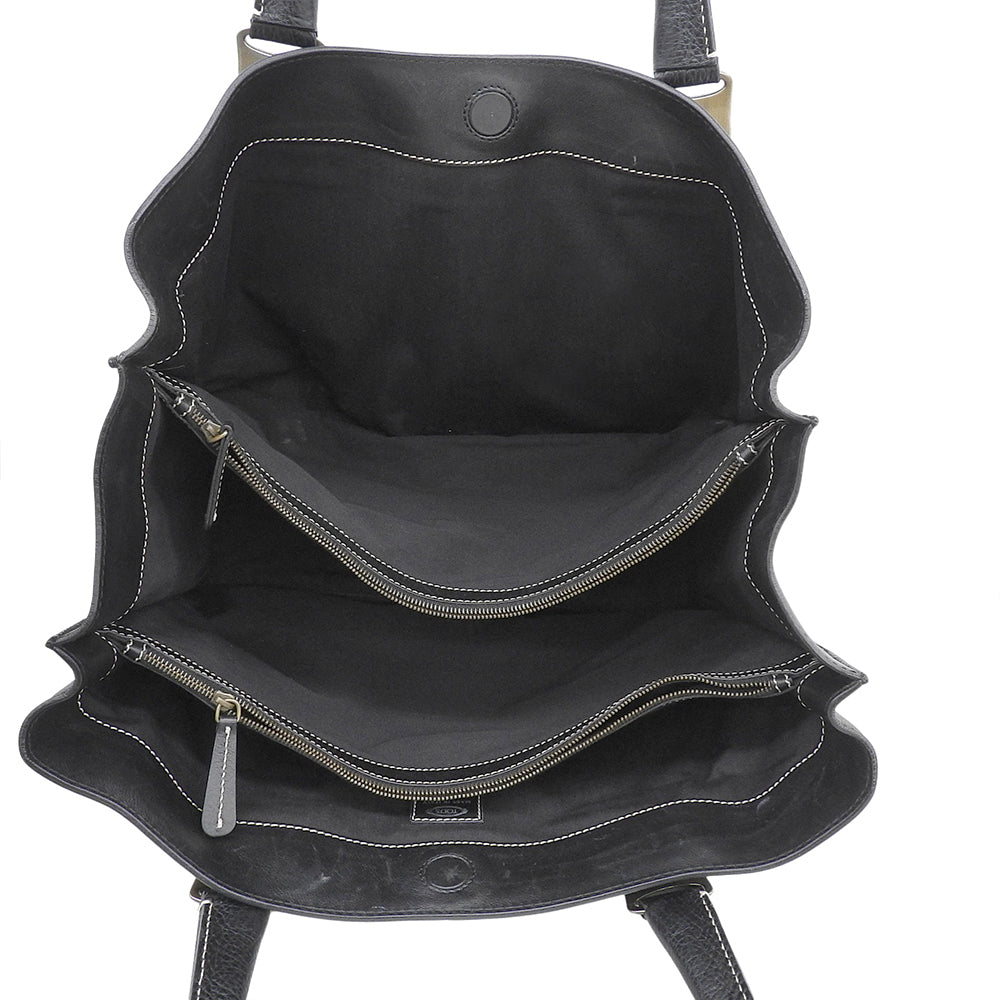 TOD'S トッズ レザー ロゴ刻印 Dスタイリング ハンドバッグ レディース ブラック ハンドバッグ