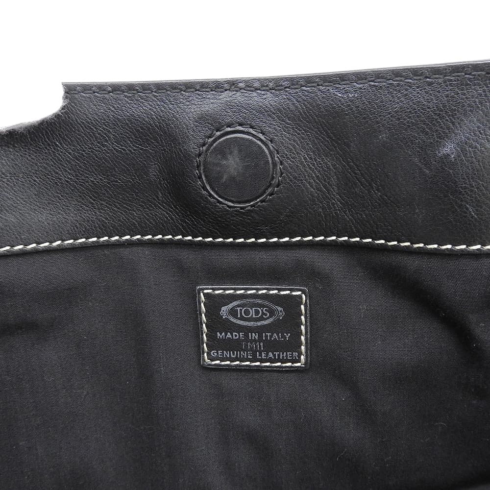 TOD'S トッズ レザー ロゴ刻印 Dスタイリング ハンドバッグ レディース ブラック ハンドバッグ