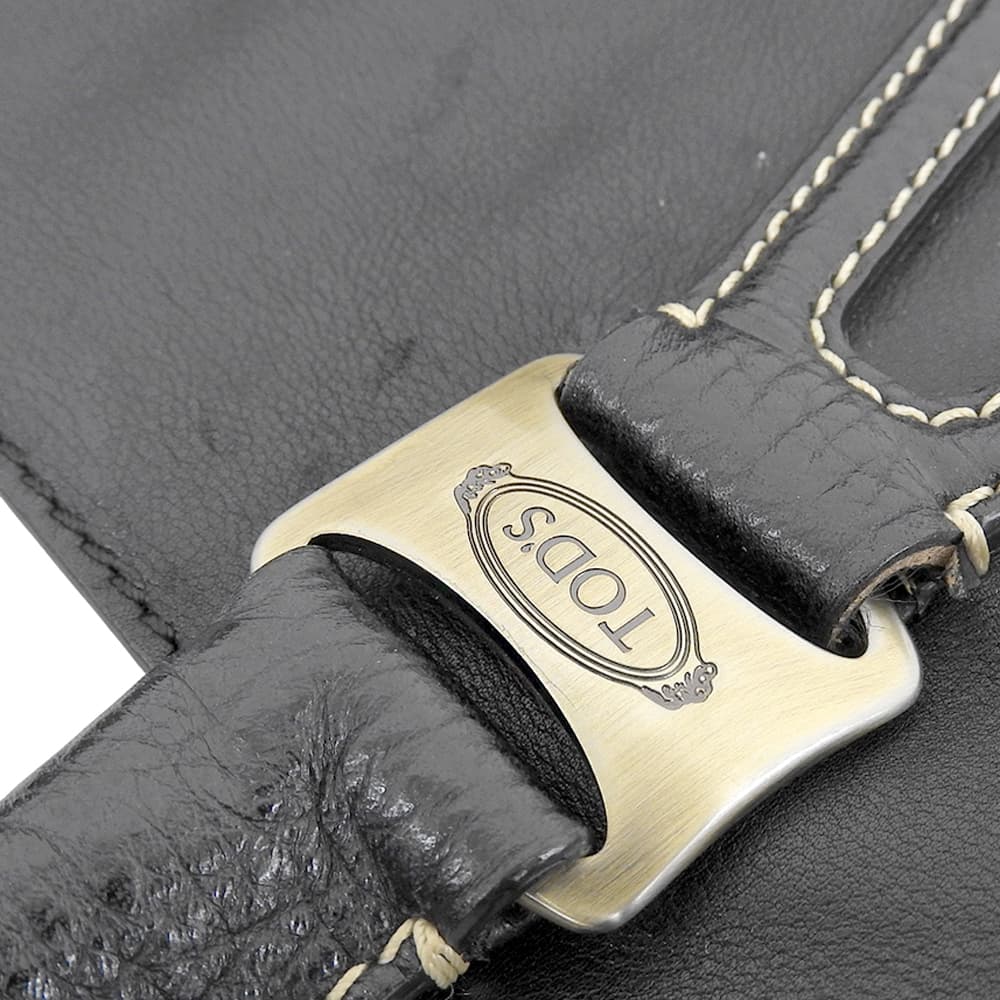 TOD'S トッズ レザー ロゴ刻印 Dスタイリング ハンドバッグ レディース ブラック ハンドバッグ