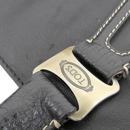 TOD'S トッズ レザー ロゴ刻印 Dスタイリング ハンドバッグ レディース ブラック ハンドバッグ