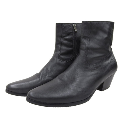 PANERO Panero Side Zip Leather Short Boots Men's Black 44 Shoes