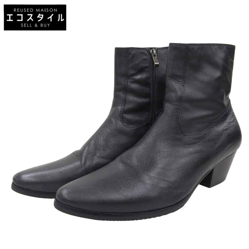 PANERO Panero Side Zip Leather Short Boots Men's Black 44 Shoes