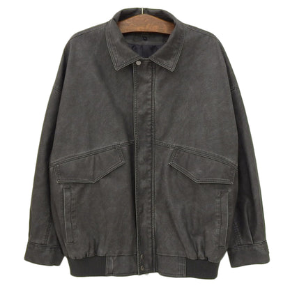 フェイクレザー ブルゾン ジャケット メンズ チャコールグレー L ジャケット L
