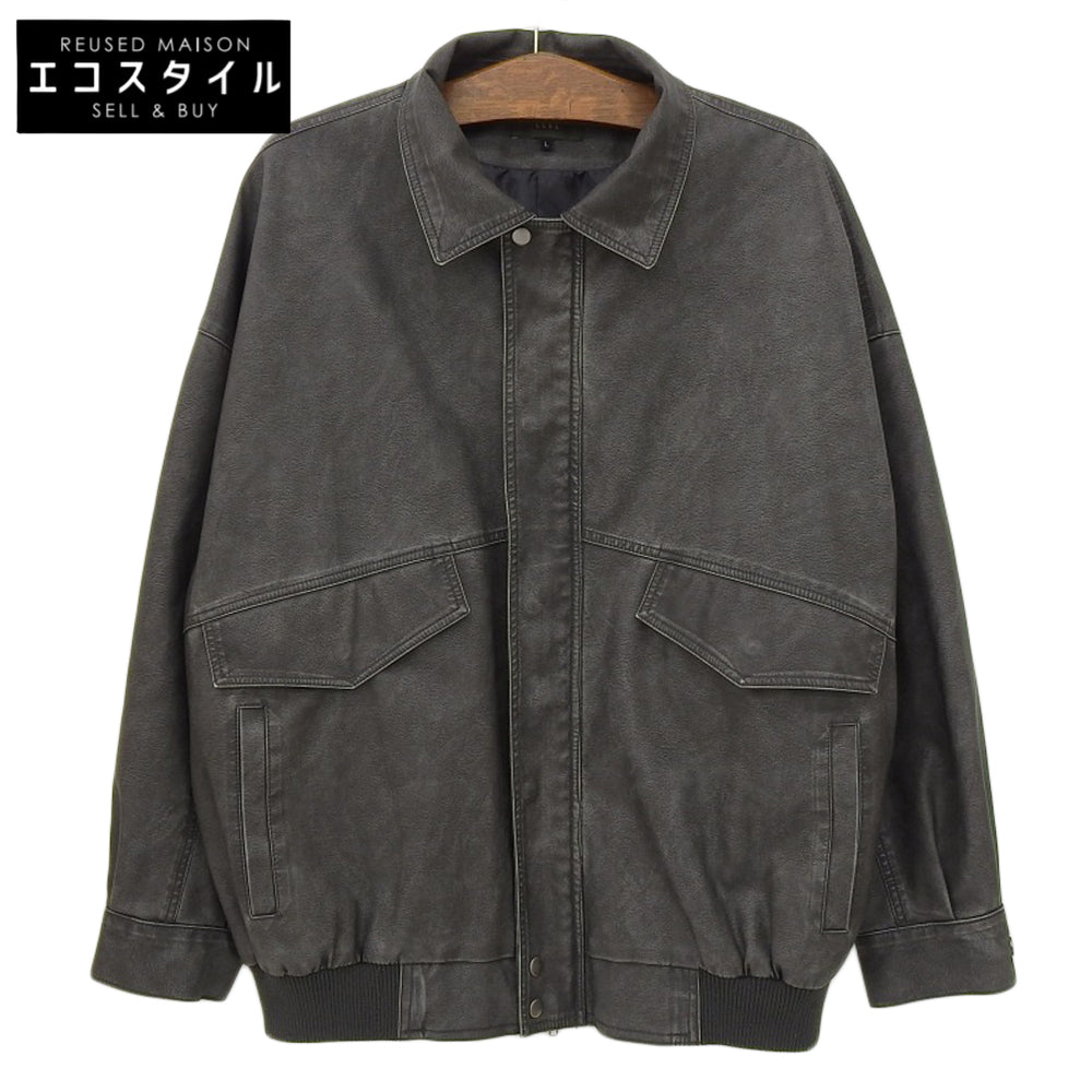 フェイクレザー ブルゾン ジャケット メンズ チャコールグレー L ジャケット L