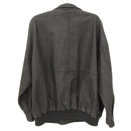 Faux Leather Blouson Jacket Men's Charcoal Gray L Jacket L Men's