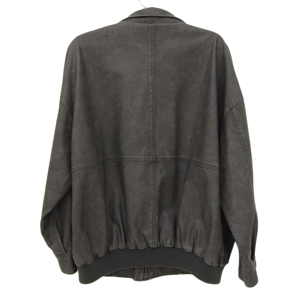 フェイクレザー ブルゾン ジャケット メンズ チャコールグレー L ジャケット L