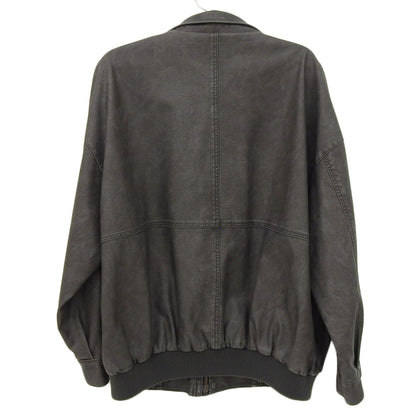 Faux Leather Blouson Jacket Men's Charcoal Gray L Jacket L Men's