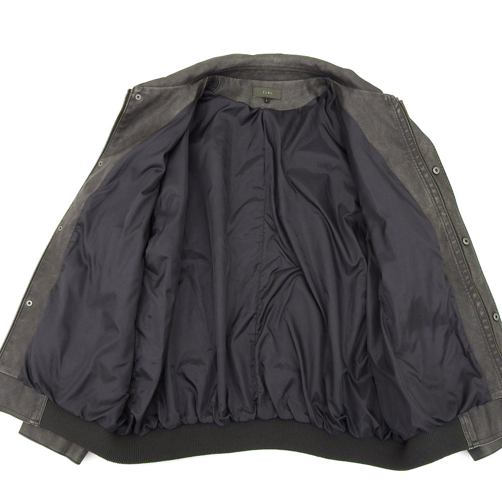 フェイクレザー ブルゾン ジャケット メンズ チャコールグレー L ジャケット L