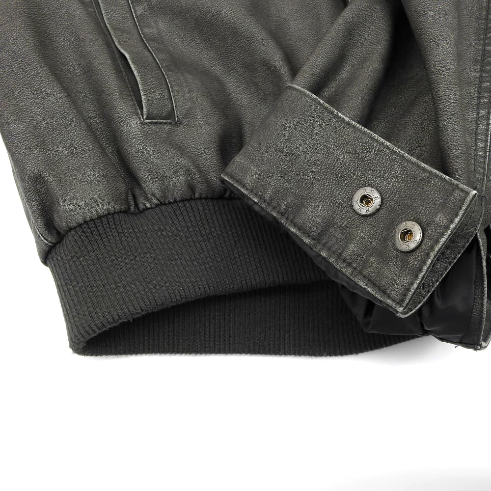 フェイクレザー ブルゾン ジャケット メンズ チャコールグレー L ジャケット L