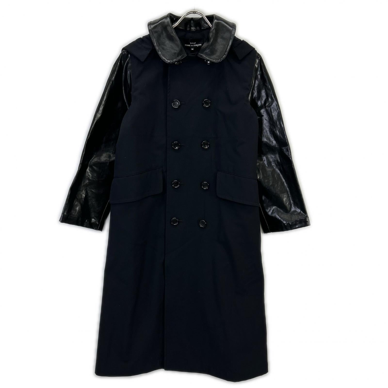 tricotCOMMEdesGARCONS tricot Comme des Garçons 19年 TE-C002 黑色 皮革 拼接 大衣 大衣